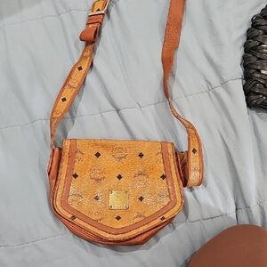 MCM Brown Crossbody Bag with Gold Accents